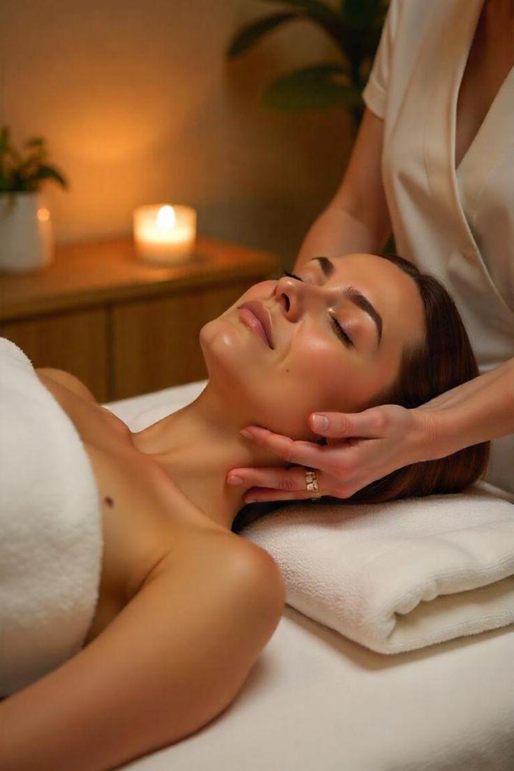 Professional facial treatment setup