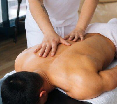 Client receiving body sculpting treatment