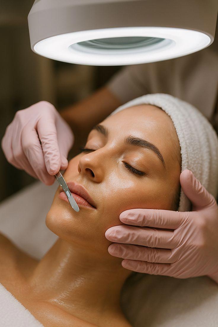 Dermaplaning treatment in progress at Aesthetic Beauty Clinic